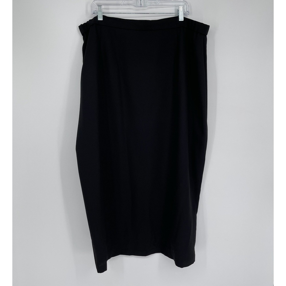 Women's Black Crepe Back Zip Vent Modest Formal Office Long Maxi Skirt Size 22